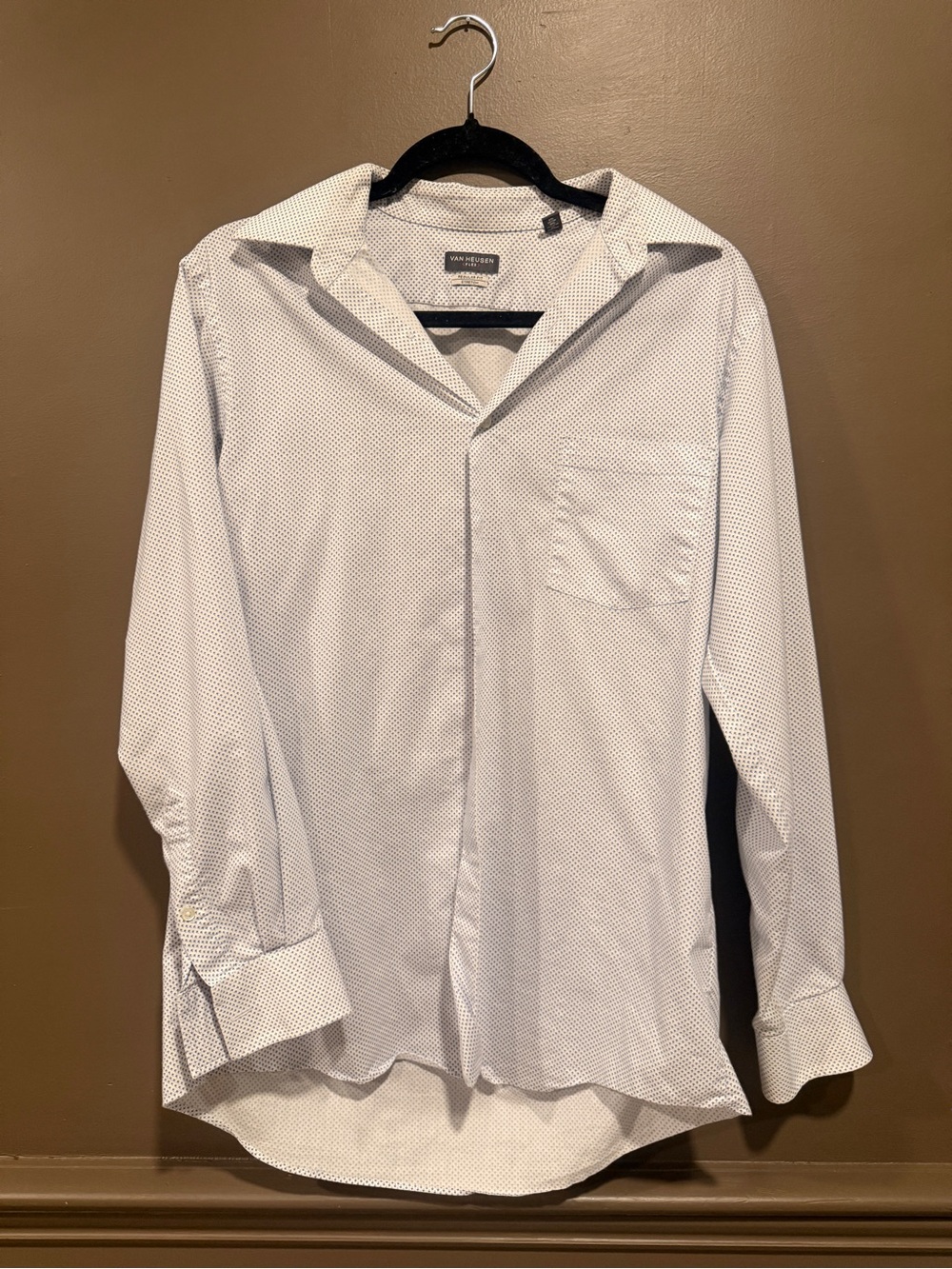 Van Husen White Micro-Pattern Cotton Dress Shirt